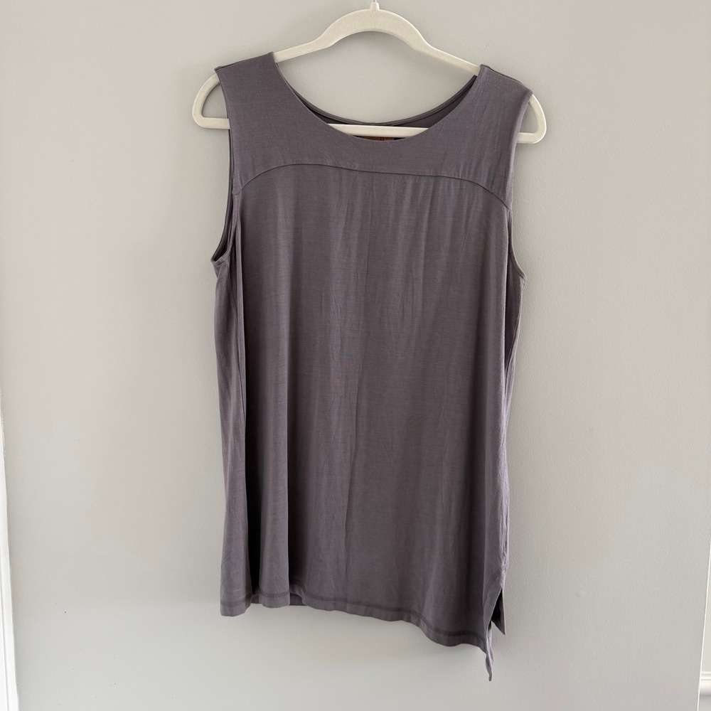 Indygena Modal Blend Sleeveless Scoop Neck Tank Top Taupe Gray LG Light Flowy